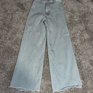 Zara Gray Flare Wide Leg Jeans